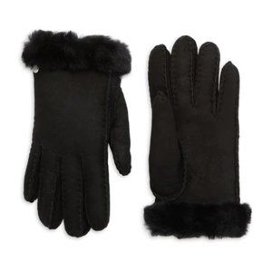 Ugg Shearling-Trim Leather Gloves